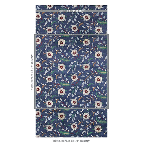 Schumacher Floralia Sisal Indigo Wallpaper
