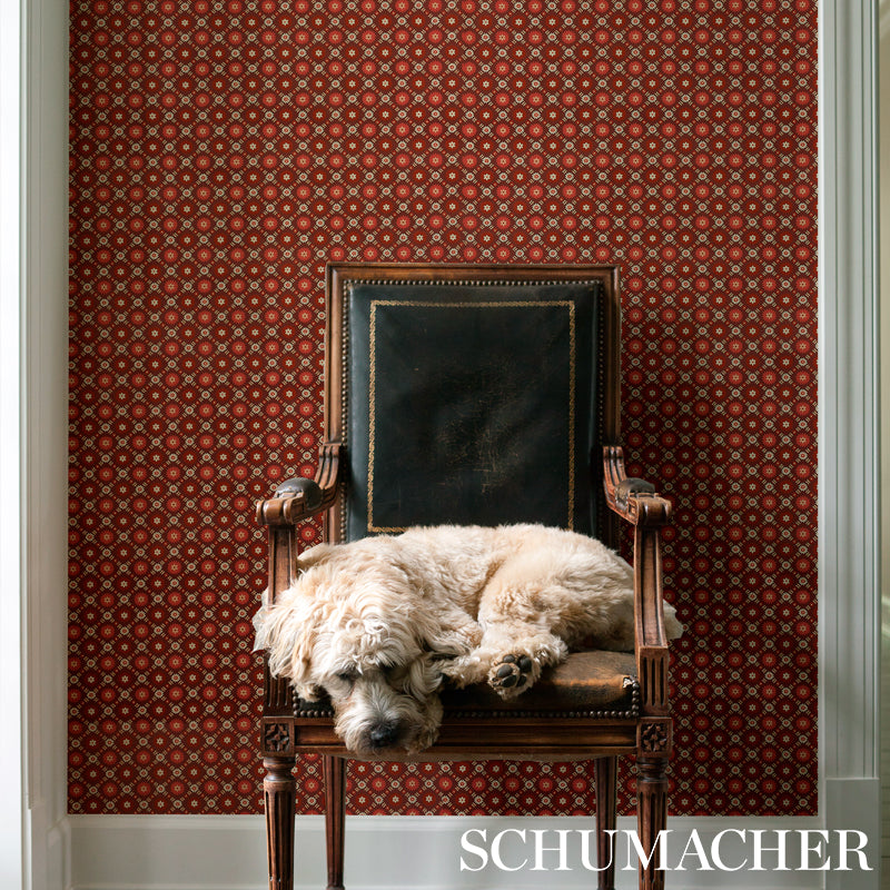 Schumacher Larissa Burgundy Wallpaper - Eade's Wallpaper