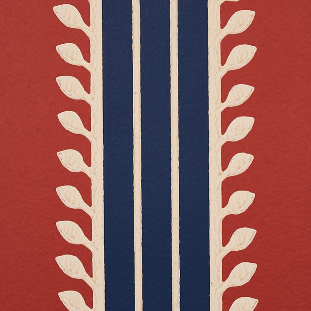 Schumacher 5012852 ETRUSCAN STRIPE in RED & BLUE Wallpaper -