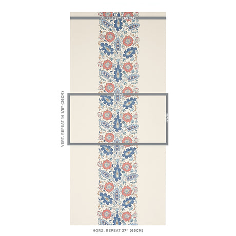 Schumacher Anatolia Blue & Red Wallpaper