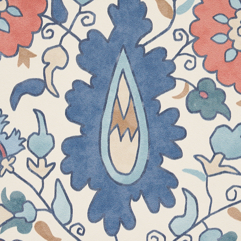 Schumacher Anatolia Blue & Red Wallpaper