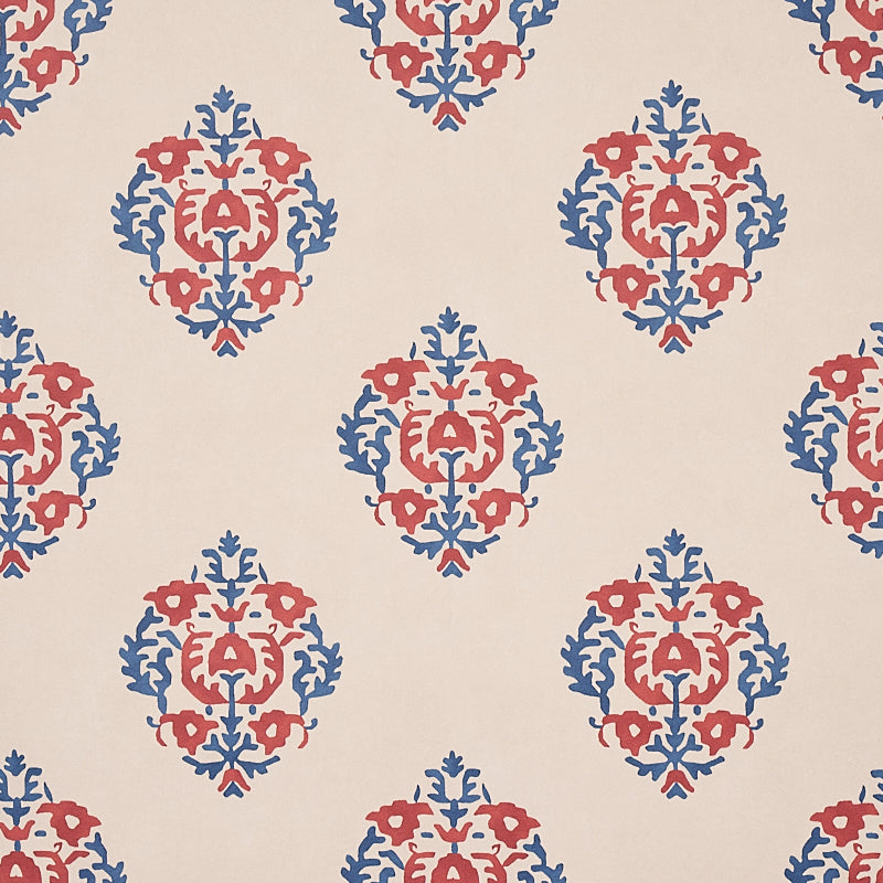 Schumacher Constantine Red & Blue Wallpaper