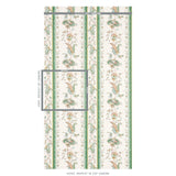 Schumacher Elena Paisley Stripe Green Wallpaper