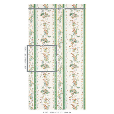 Schumacher Elena Paisley Stripe Green Wallpaper