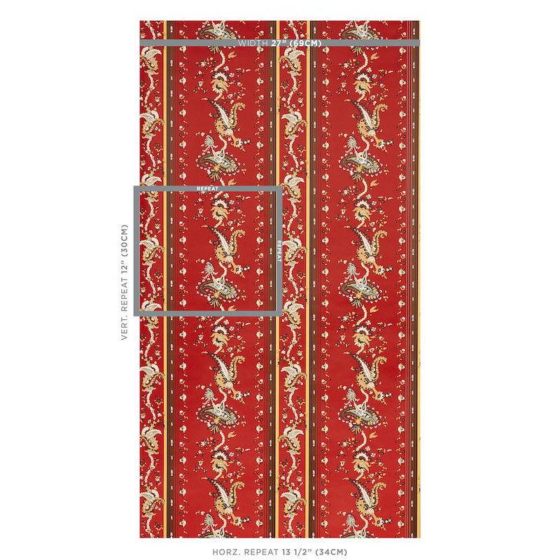 Schumacher Elena Paisley Stripe Pompeii Wallpaper