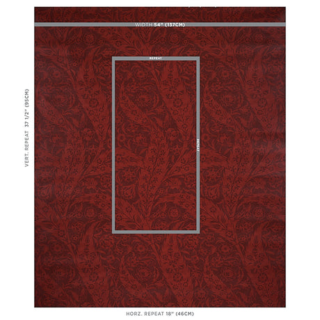 Schumacher Saz Paisley Burgundy Wallpaper - Eade's Wallpaper