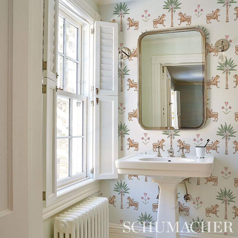 Schumacher Tiger Palm Crimson Wallpaper - Eade's Wallpaper