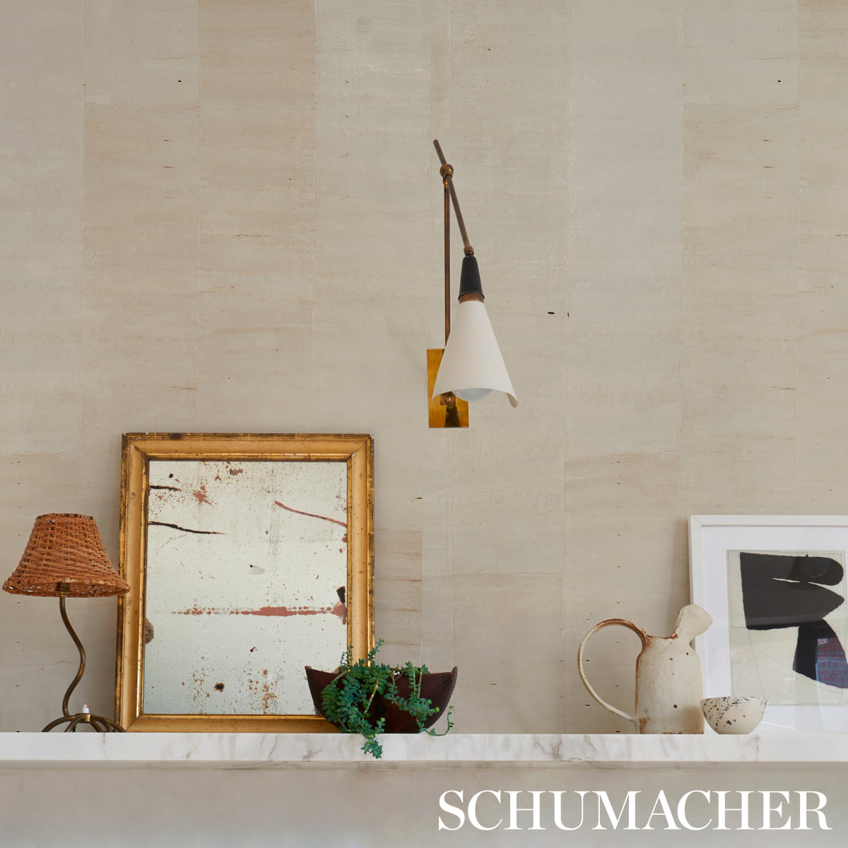 Schumacher Sano Mosaic White Wallpaper - Eade's Wallpaper