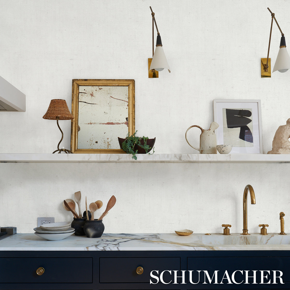 Schumacher Linen Bark White Wallpaper - Eade's Wallpaper