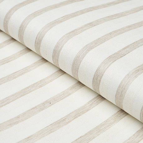 Schumacher Textured Linen Stripe White Wallpaper - Eade's Wallpaper
