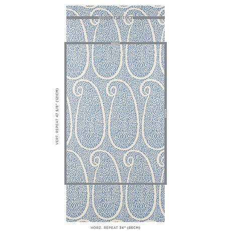 Schumacher Ambala Paisley Sisal Bright Blue Wallpaper