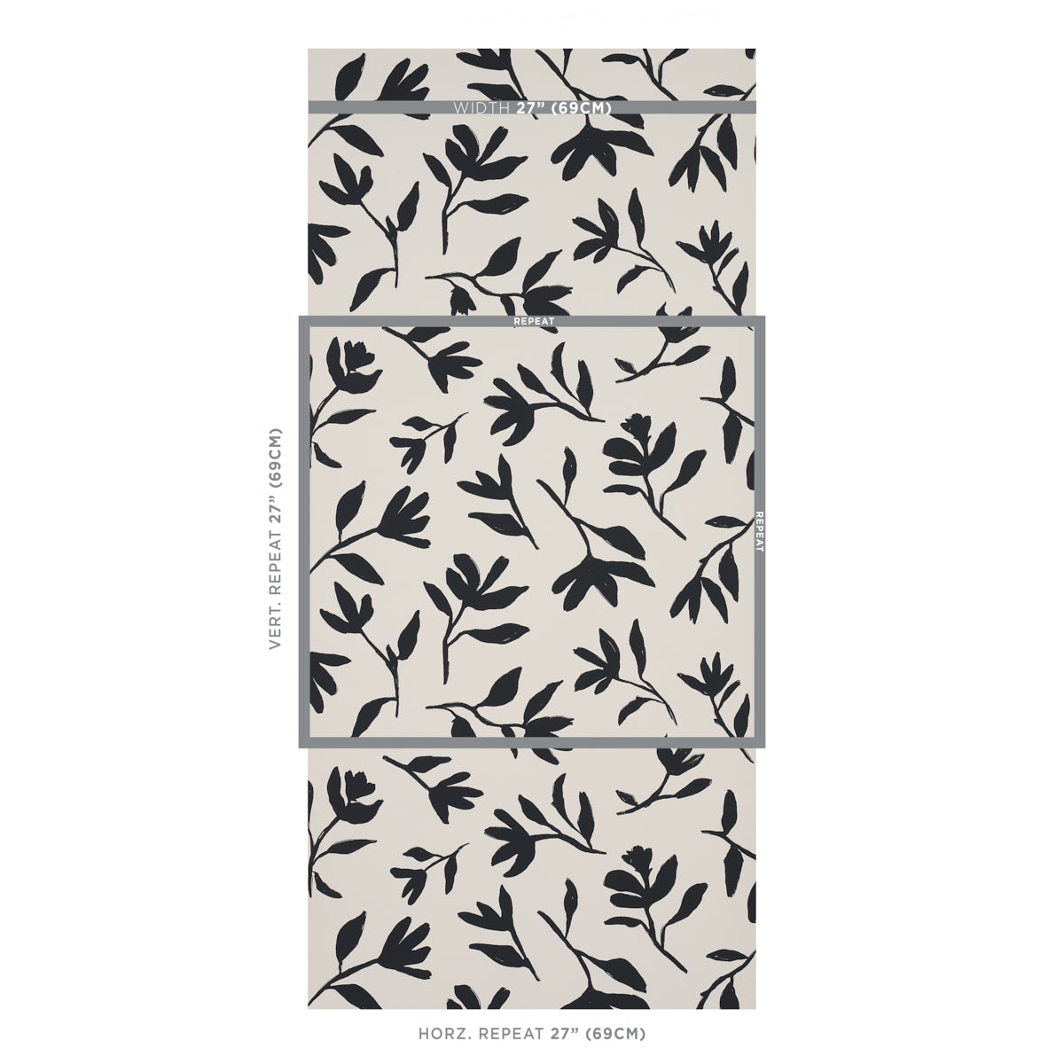 Schumacher Laurel Black Wallpaper - Eade's Wallpaper