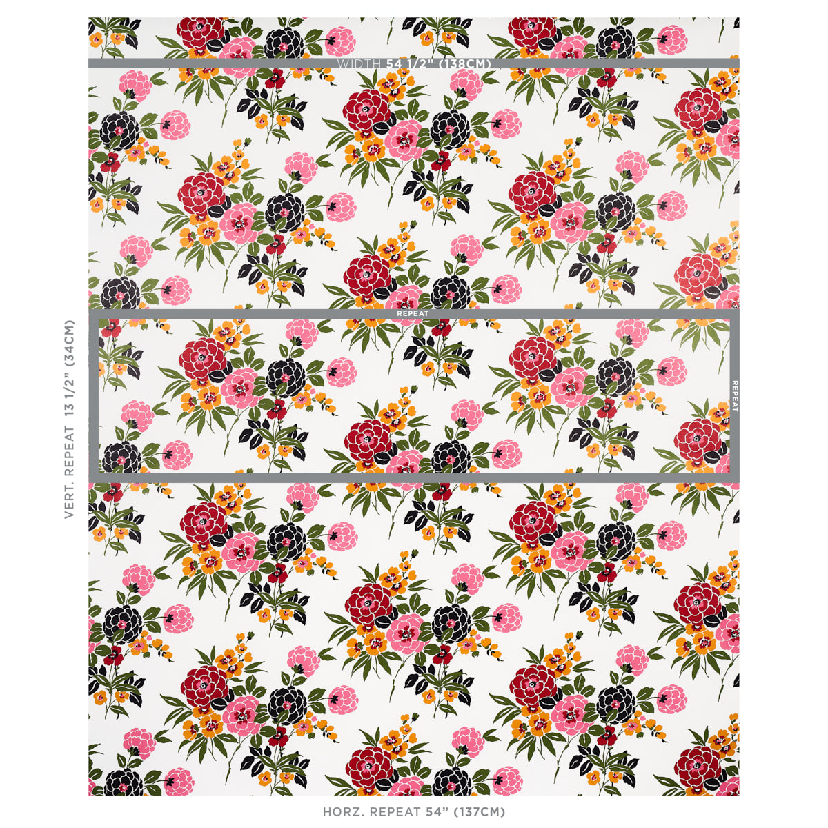 Schumacher Valentina Floral Multi On White Wallpaper