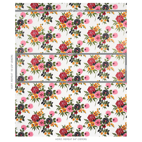 Schumacher Valentina Floral Multi On White Wallpaper