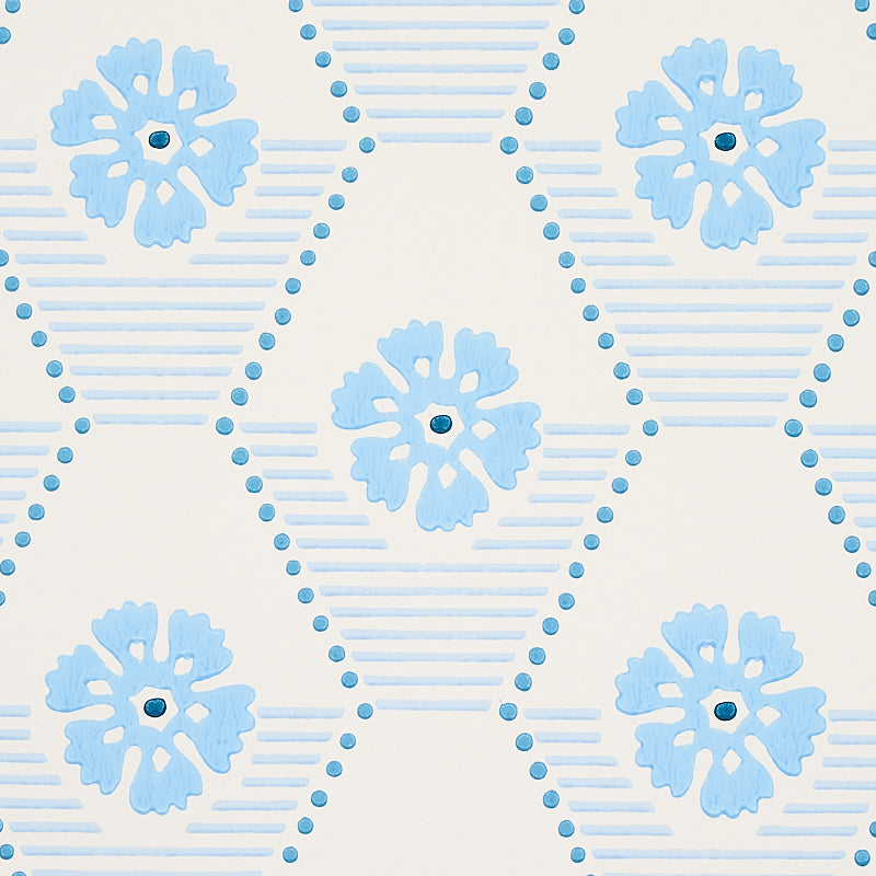 Schumacher 5013161 HIVE BLOOM in BLUES Wallpaper - HOBE ERWI