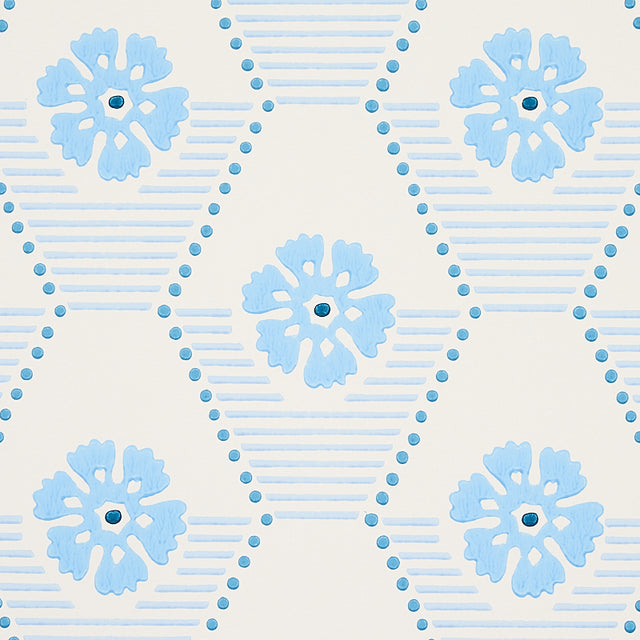 Schumacher 5013161 HIVE BLOOM in BLUES Wallpaper - HOBE ERWI
