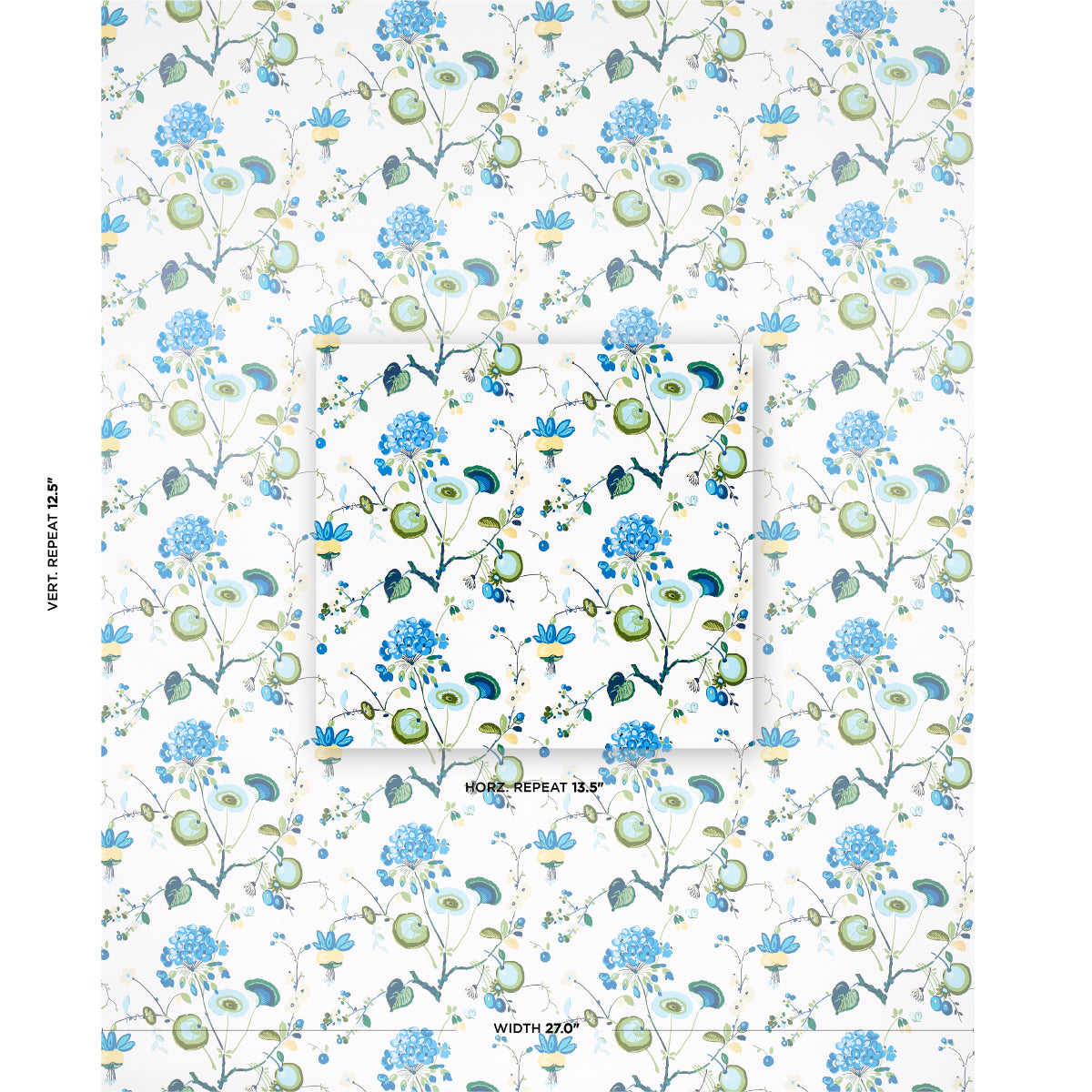 Schumacher Vasily Green & Blue Wallpaper