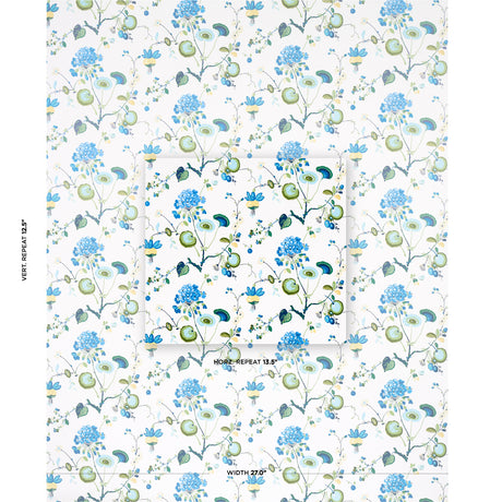 Schumacher Vasily Green & Blue Wallpaper