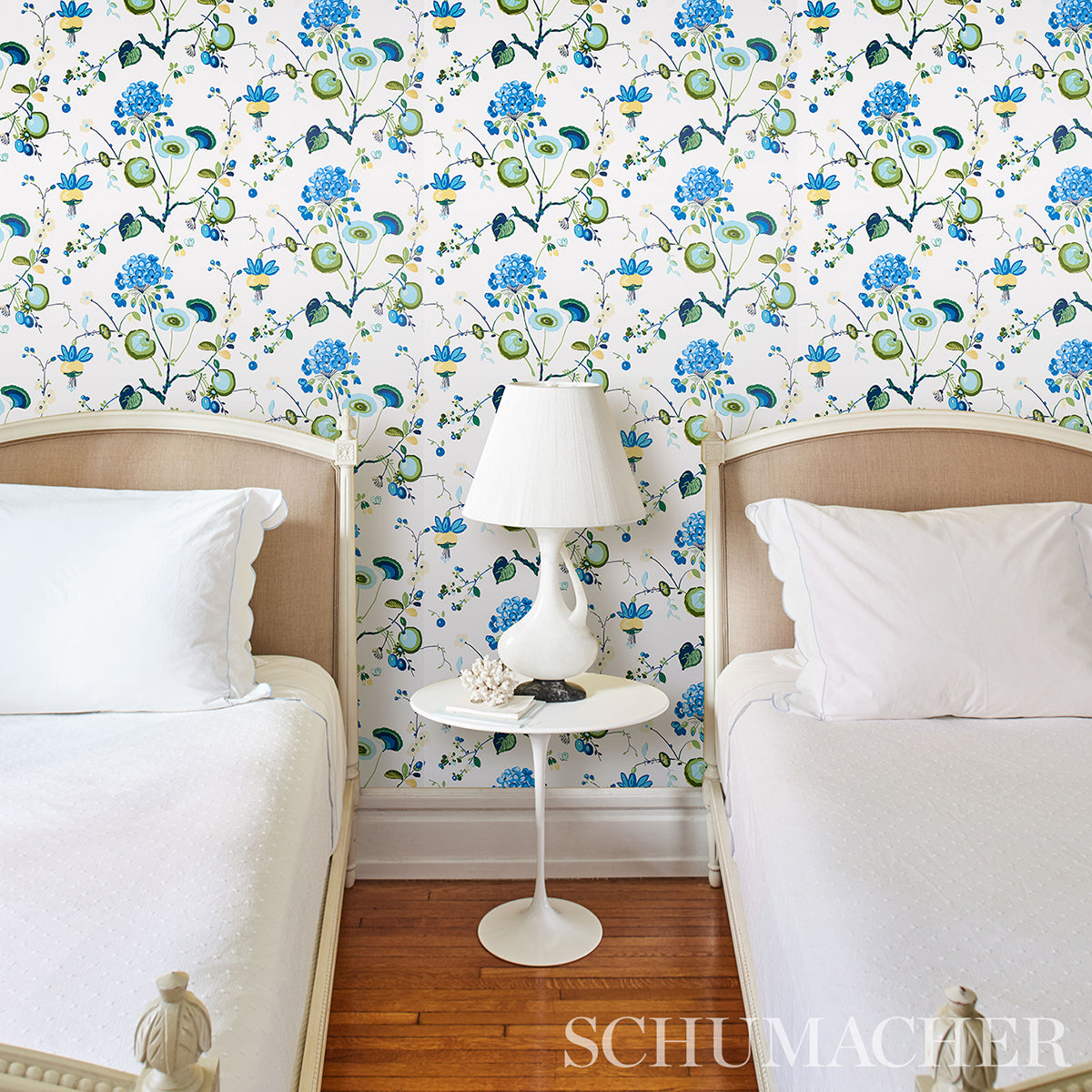 Schumacher Vasily Green & Blue Wallpaper