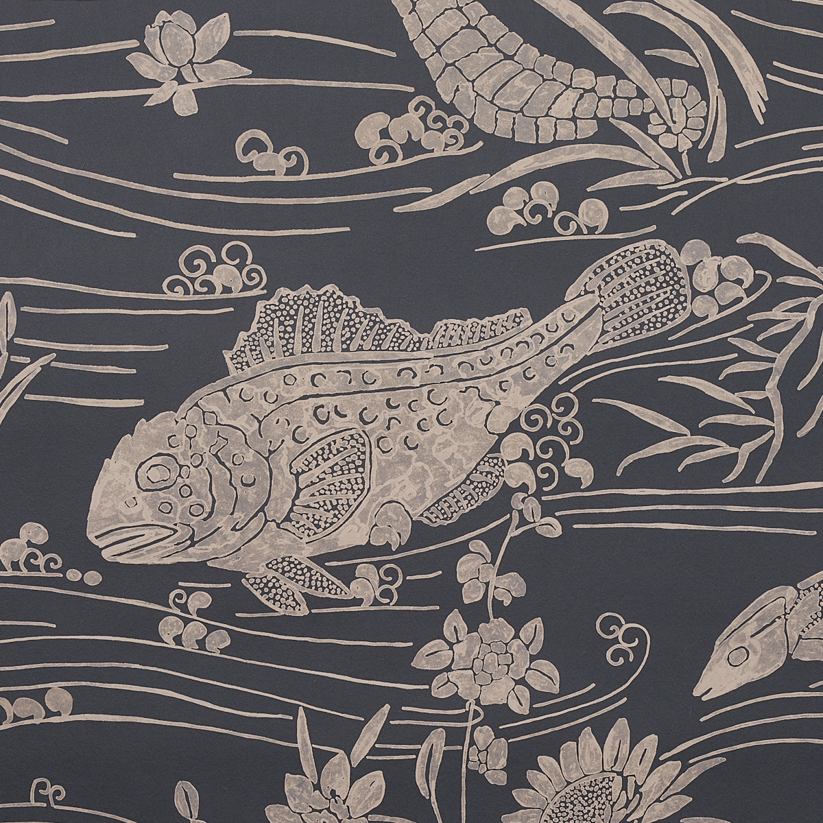 Schumacher Sea Garden Charcoal Wallpaper - Eade's Wallpaper