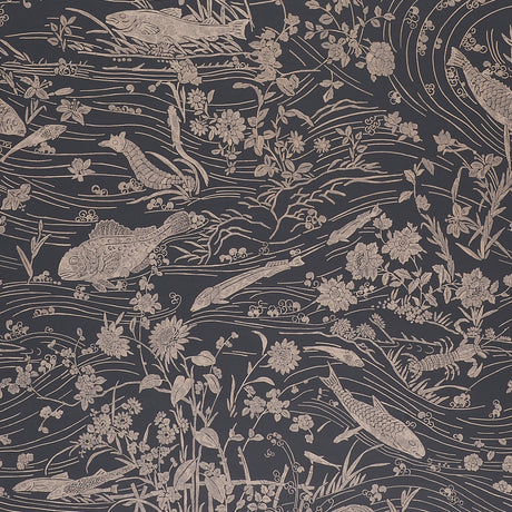 Schumacher Sea Garden Charcoal Wallpaper - Eade's Wallpaper