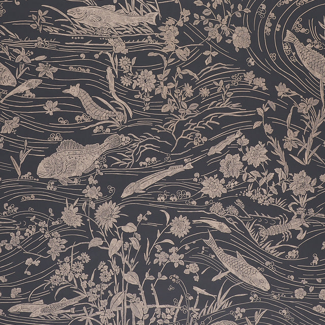 Schumacher Sea Garden Charcoal Wallpaper - Eade's Wallpaper