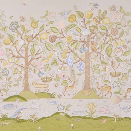 Schumacher Chaucer'S Forest Panel Set Alabaster Wallpaper