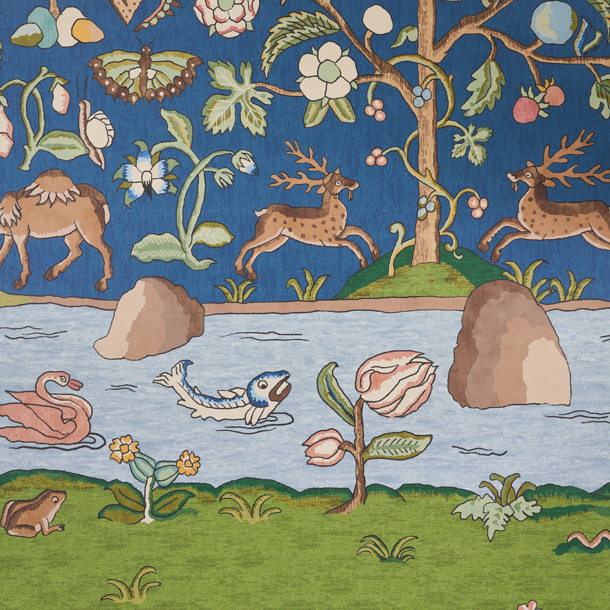 Schumacher Chaucer'S Forest Panel Set Slate Wallpaper
