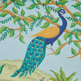 Schumacher Finches Jungle Panel Set Verdant Wallpaper