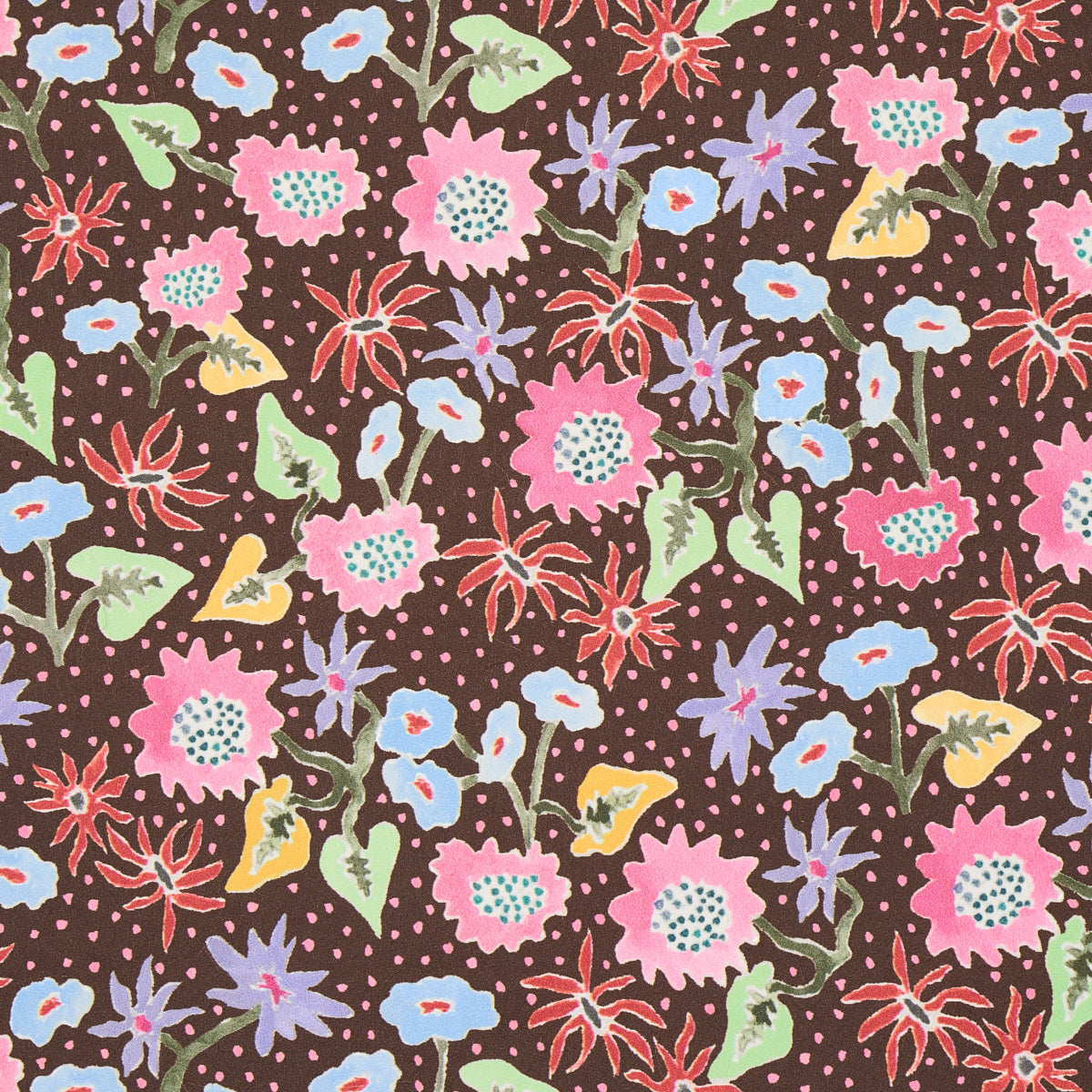 Schumacher Calico Multi On Brown Wallpaper
