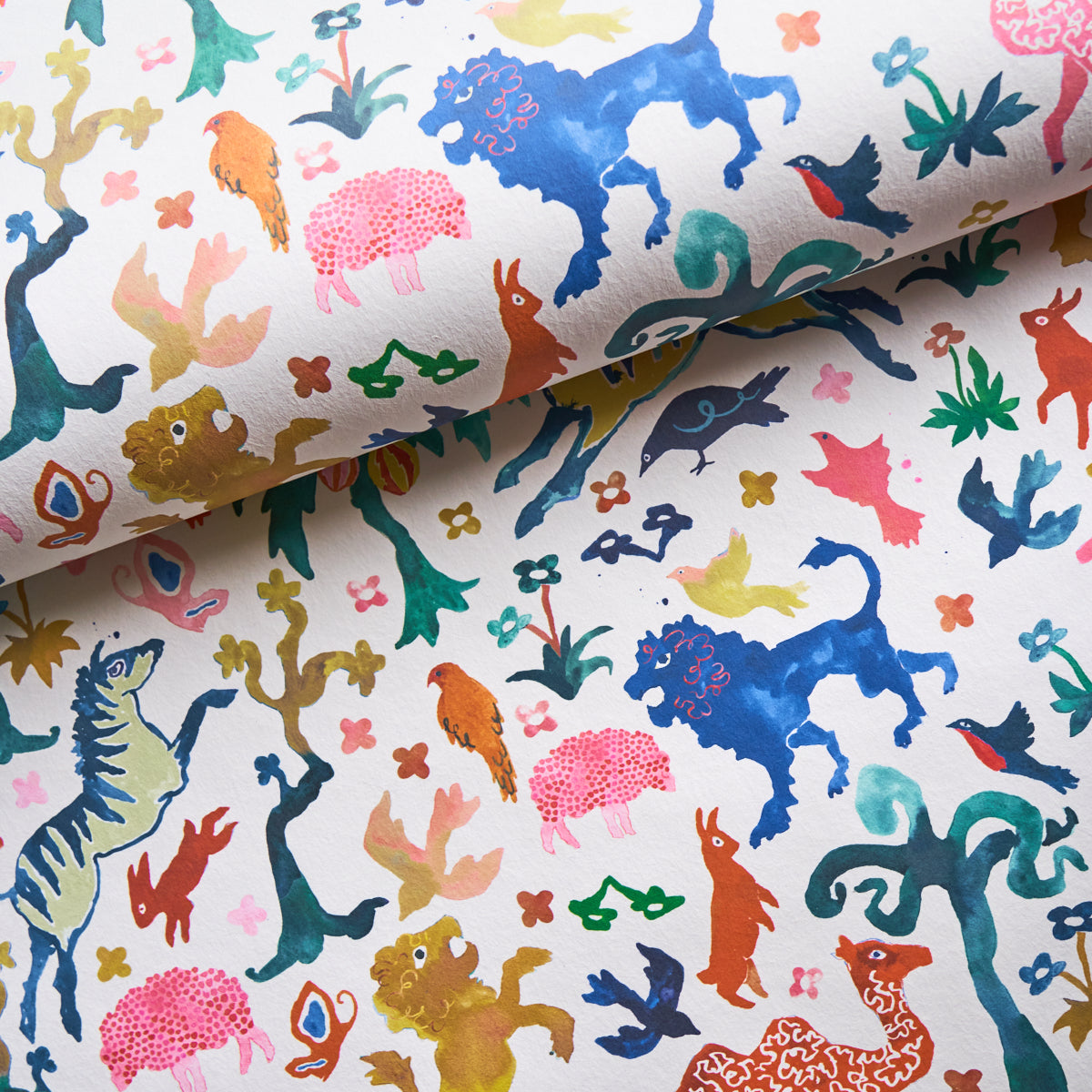Schumacher Beasts Multi On Ivory Wallpaper