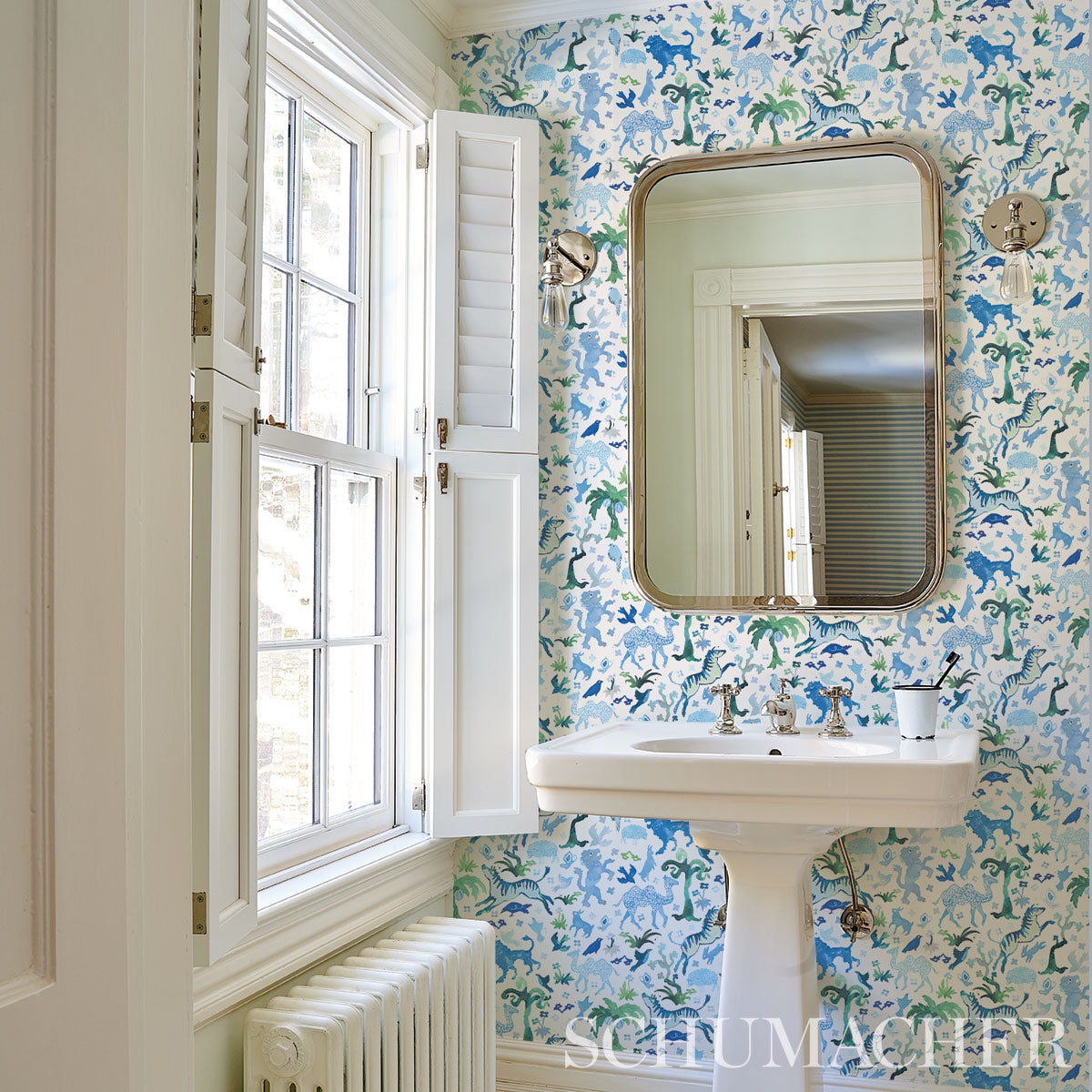 Schumacher Beasts Blue And Green Wallpaper