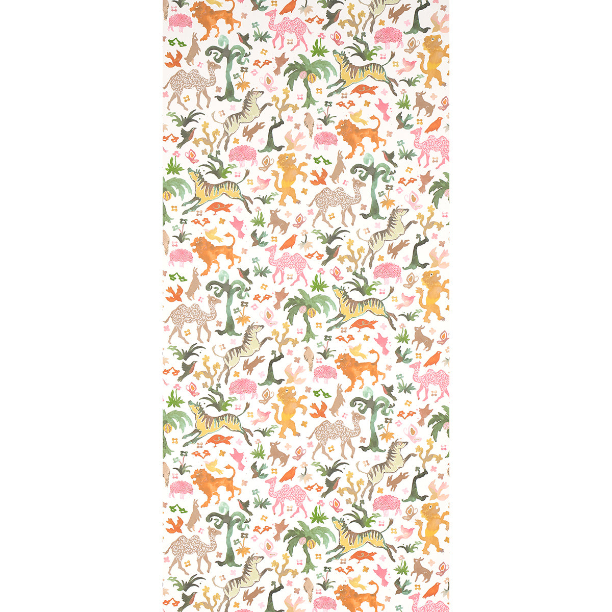 Schumacher Beasts Pink And Gold Wallpaper