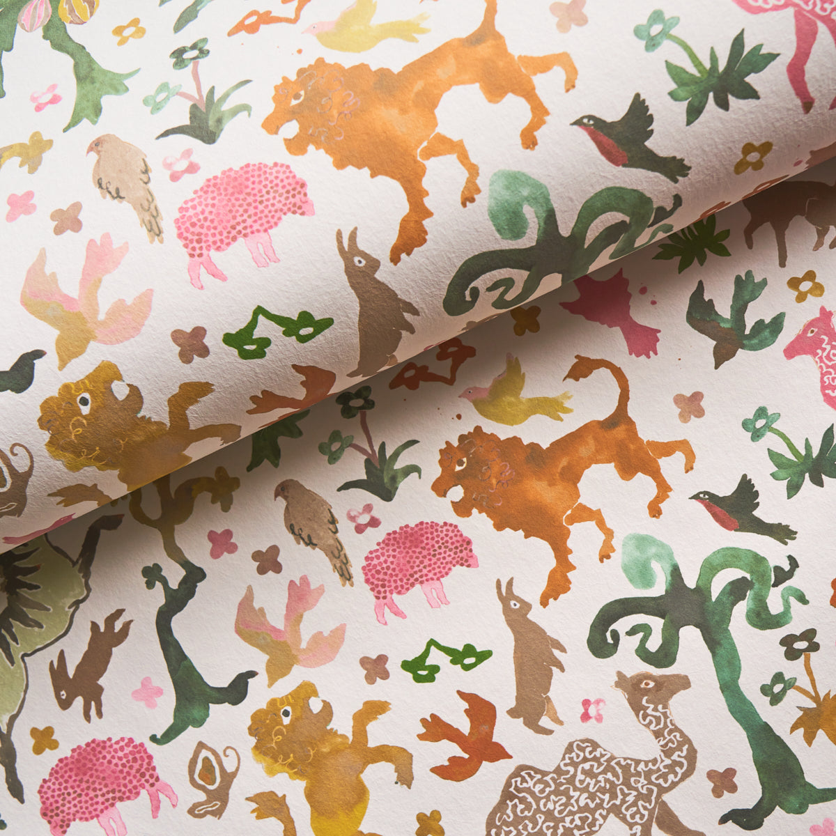 Schumacher Beasts Pink And Gold Wallpaper