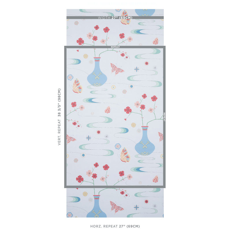 Schumacher Fantasia Hyacinth Blue Wallpaper