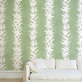 Schumacher White Lotus Soft Green Wallpaper