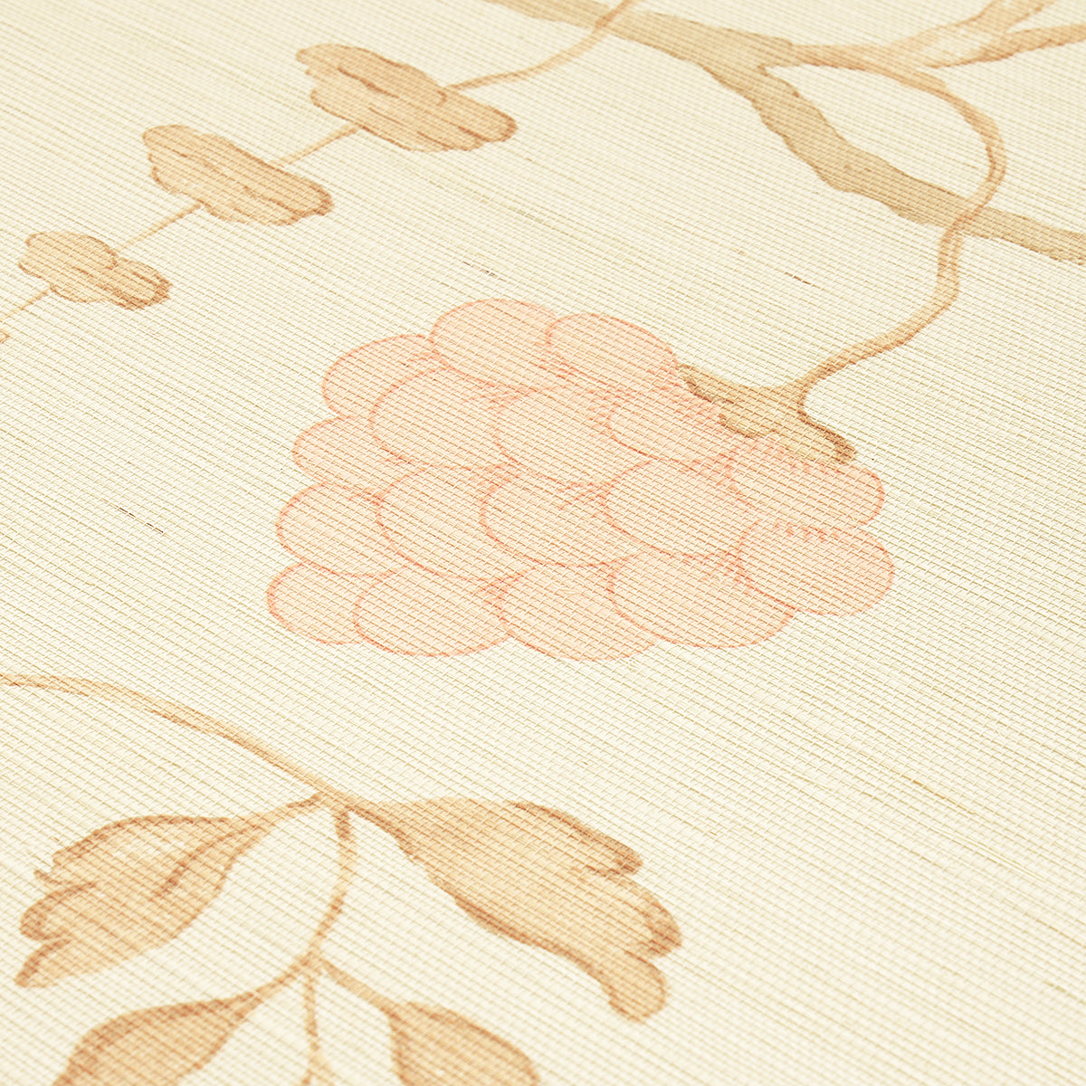 Schumacher Wisteria Sisal Amber & Rose Wallpaper