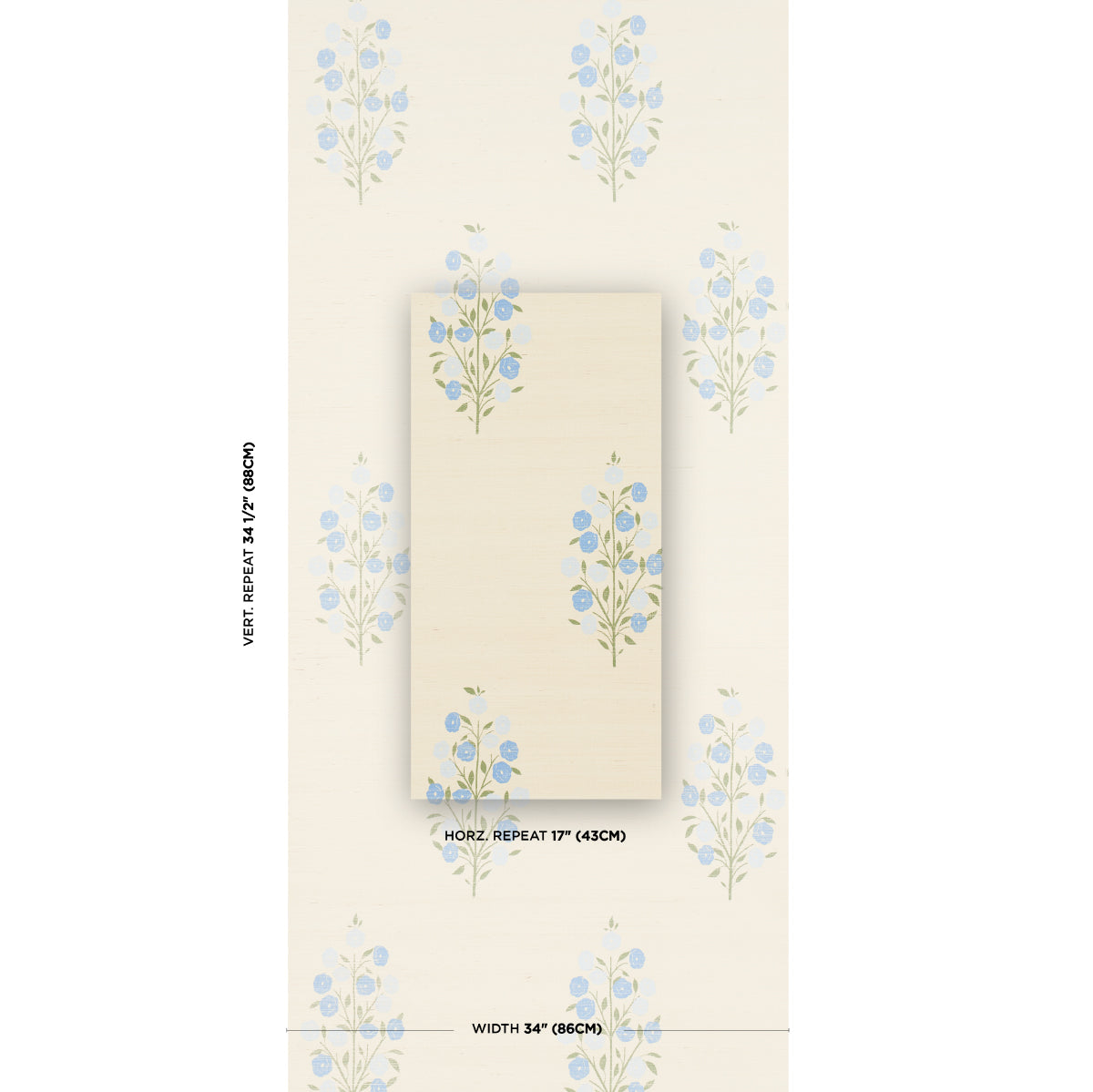 Schumacher Josepha Sisal Blue Wallpaper