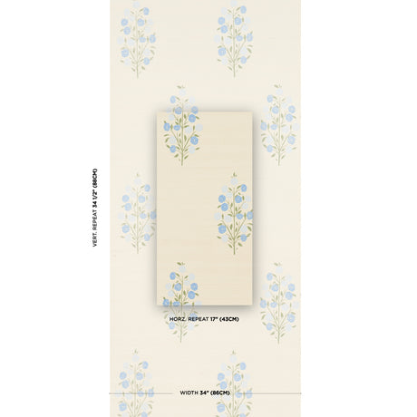 Schumacher Josepha Sisal Blue Wallpaper
