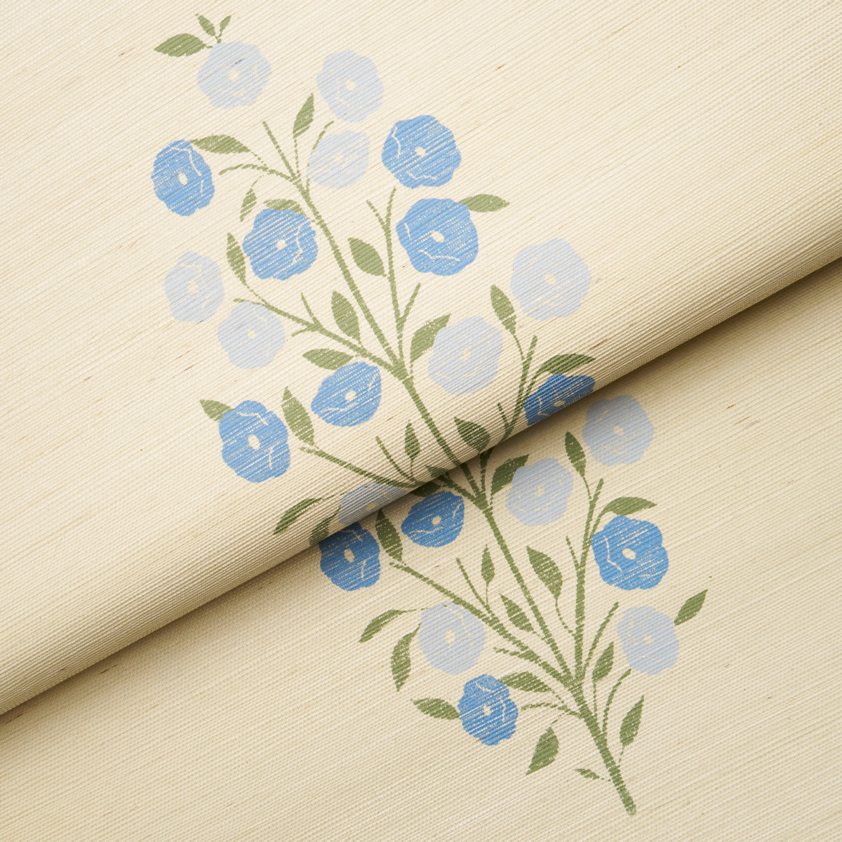 Schumacher Josepha Sisal Blue Wallpaper