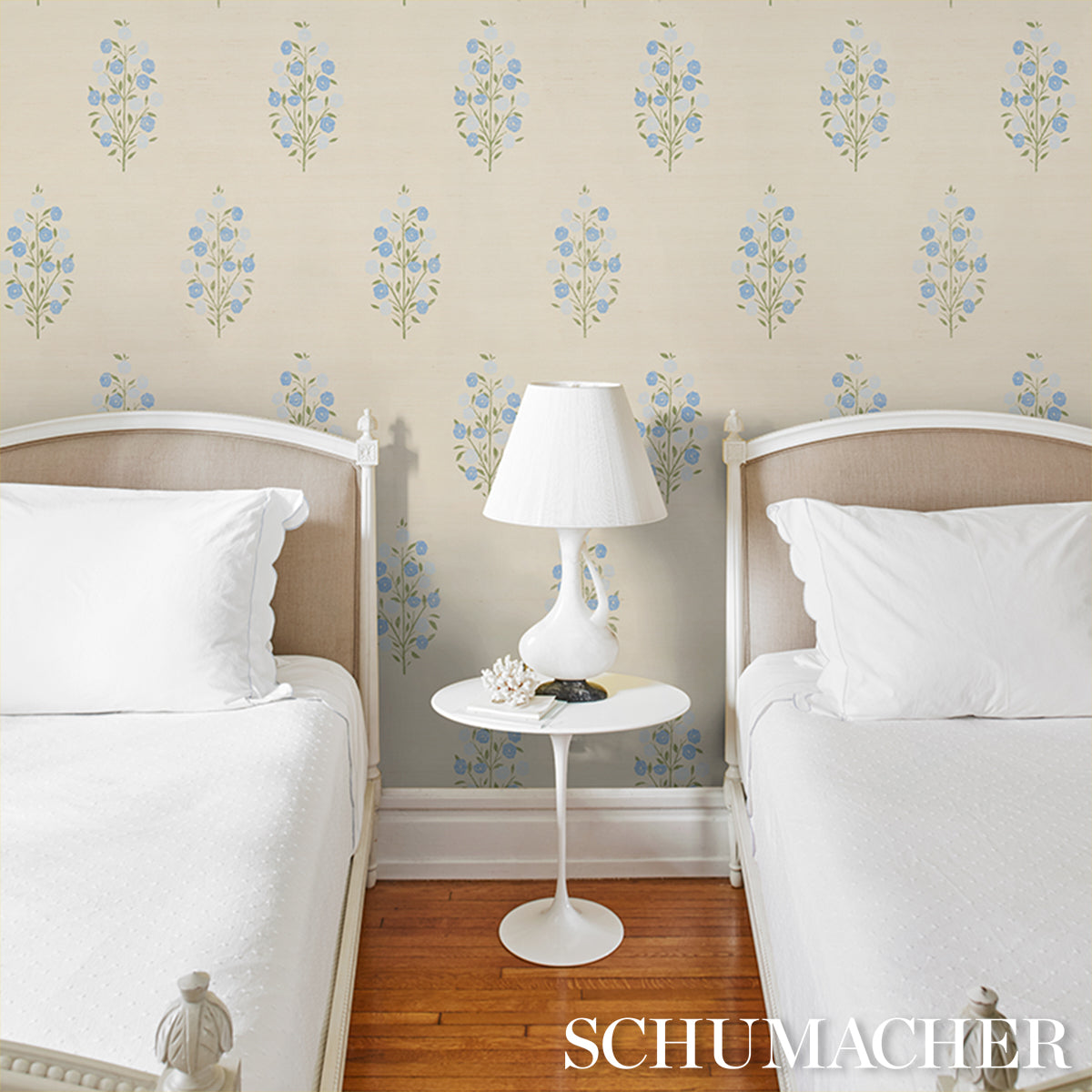 Schumacher Josepha Sisal Blue Wallpaper
