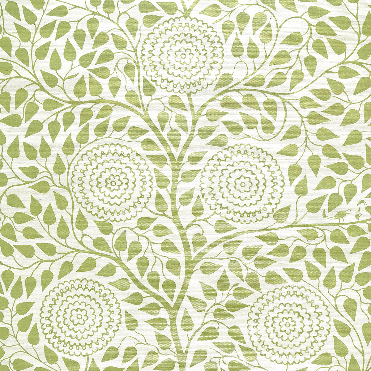 Schumacher Kayon Sisal Panel Soft Green Wallpaper