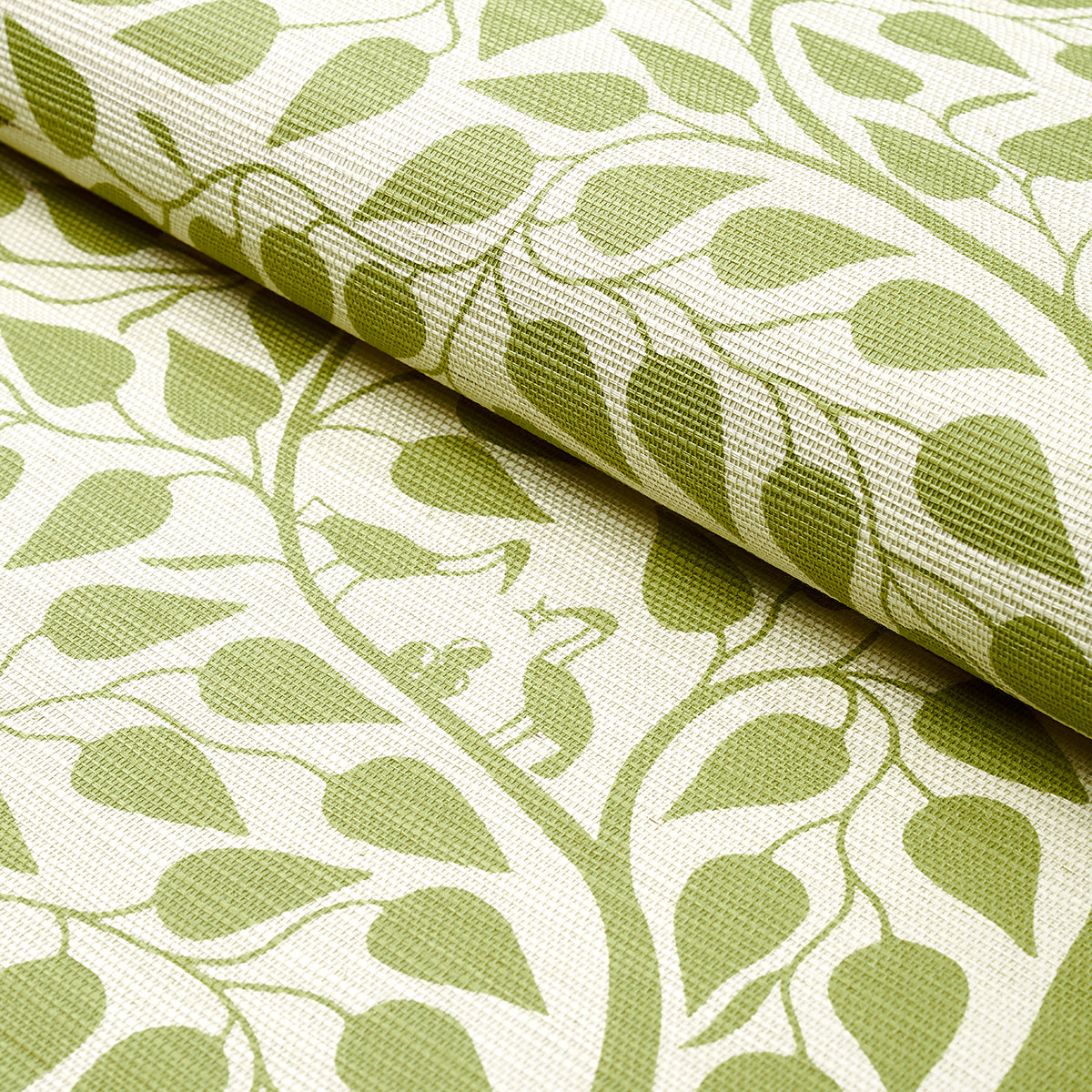 Schumacher Kayon Sisal Panel Soft Green Wallpaper