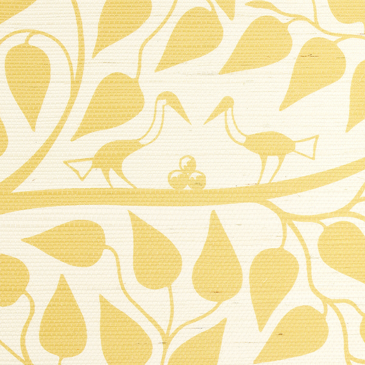 Schumacher Kayon Sisal Panel Soft Yellow Wallpaper