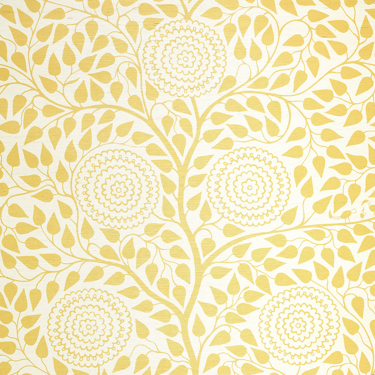 Schumacher Kayon Sisal Panel Soft Yellow Wallpaper