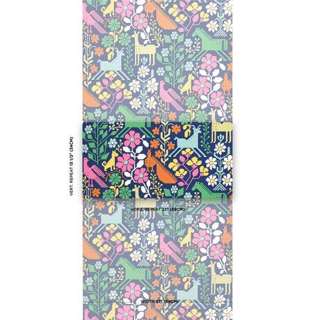 Schumacher Lupita Multi On Navy Wallpaper - Eade's Wallpaper