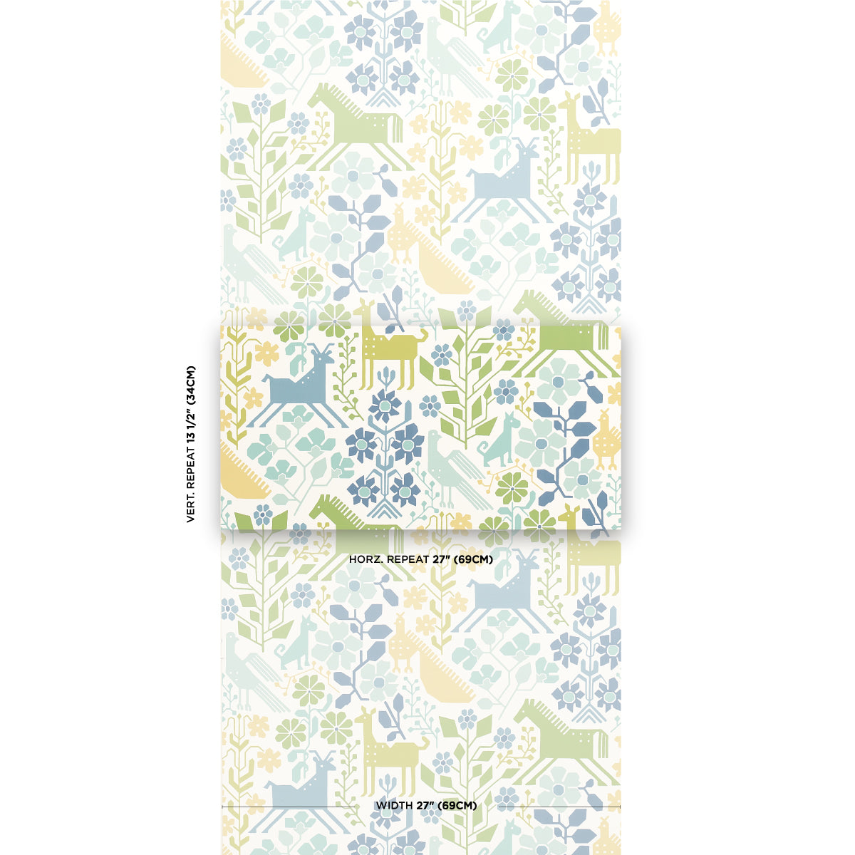 Schumacher Lupita Blues And Greens Wallpaper - Eade's Wallpaper
