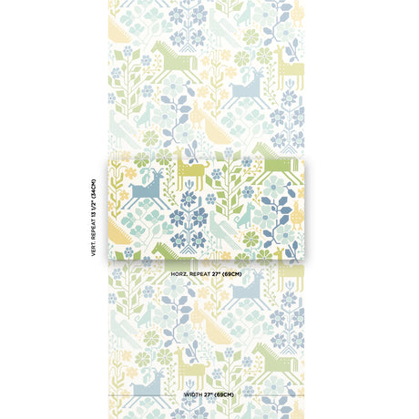 Schumacher Lupita Blues And Greens Wallpaper - Eade's Wallpaper