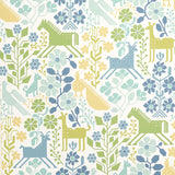 Schumacher Lupita Blues And Greens Wallpaper - Eade's Wallpaper