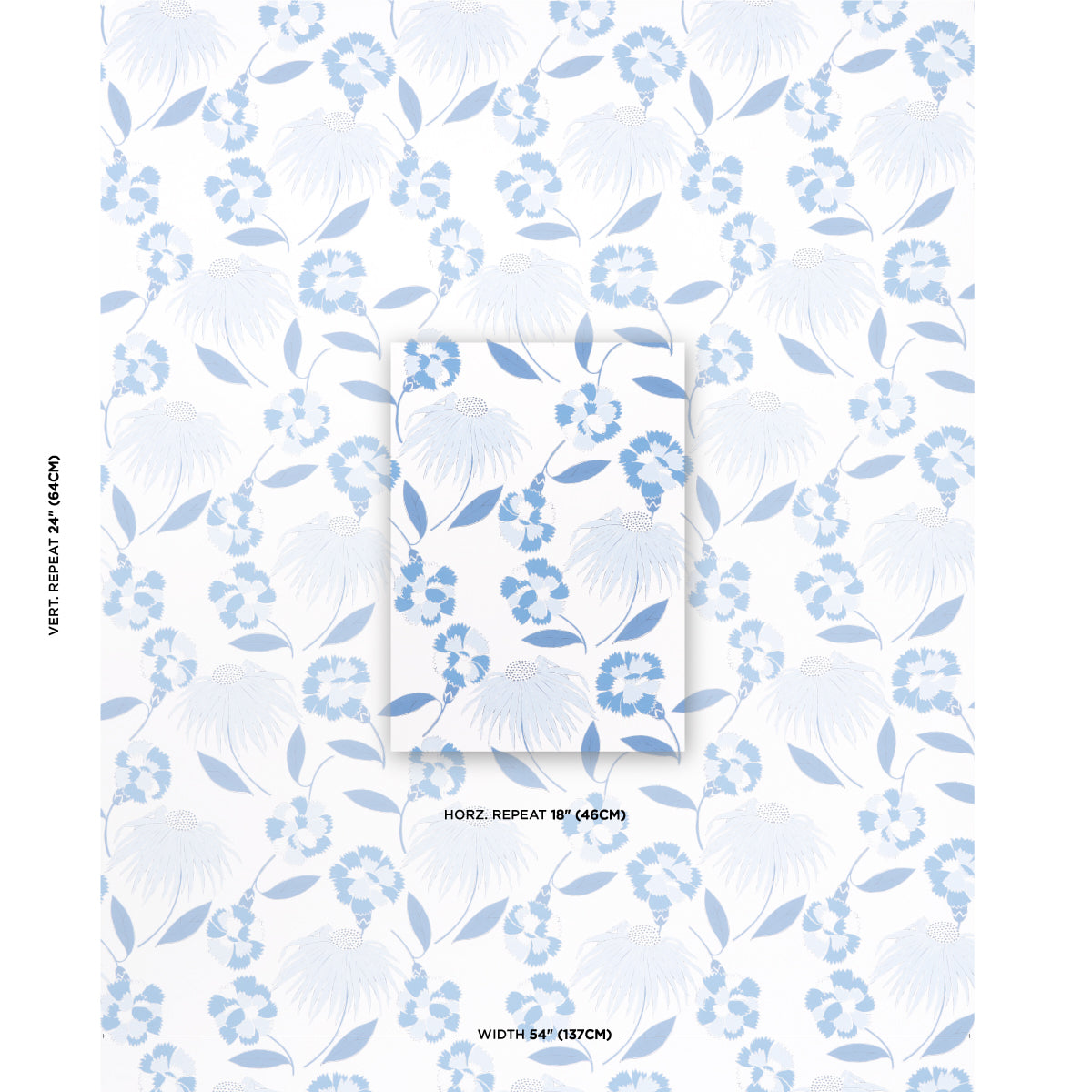Schumacher Bouquet Toss Afternoon Blue Wallpaper